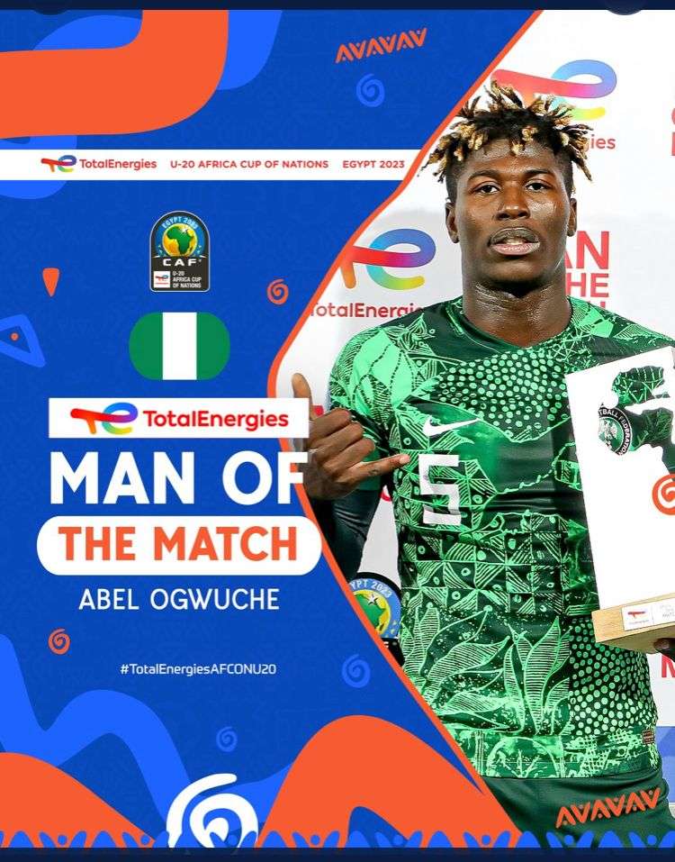 U20 AFCON Abel Ogwuche Wins Man Of The Match Award